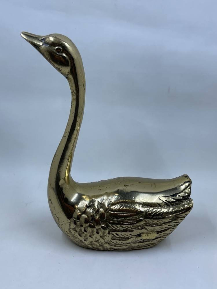Vintage Solid Brass Swan Long Neck Figurine