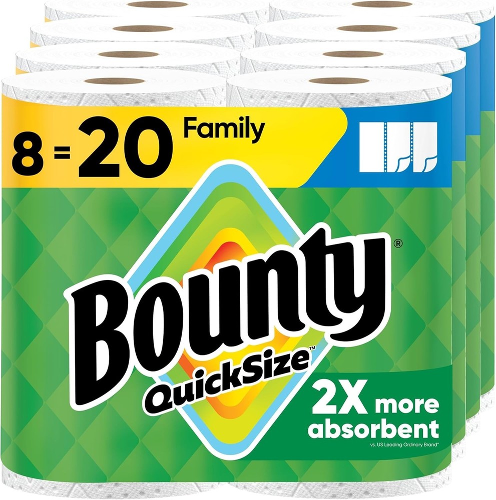 Bounty Quick-Size Paper Towels - White, Pack of 8