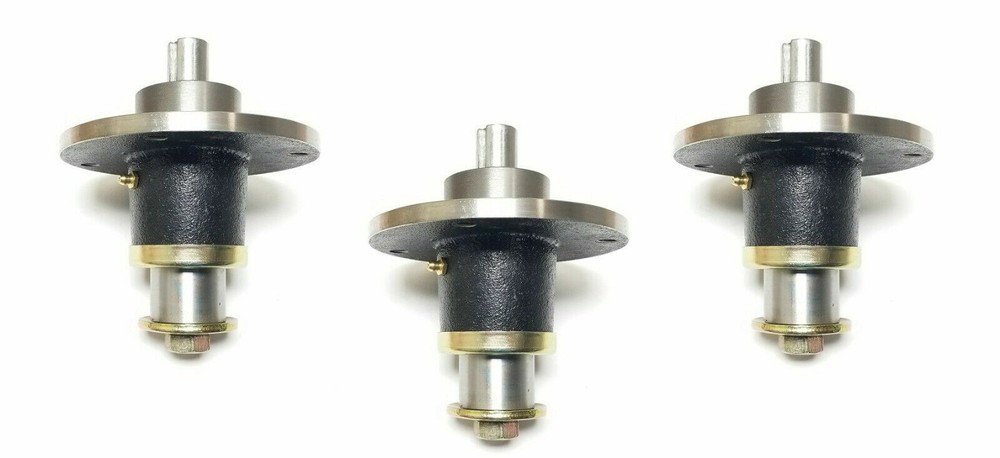 3 Heavy Duty Spindle Assemblies for Hustler, Excel 350595. Includes Blade Bolt