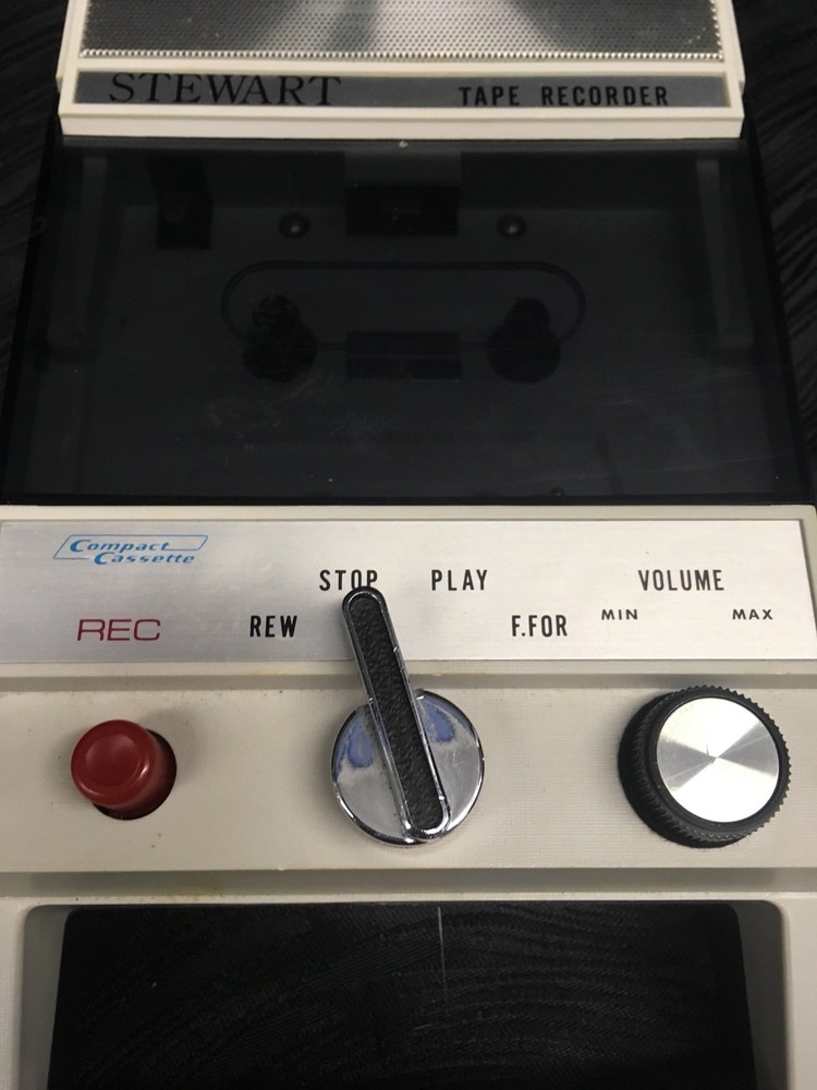 Vtg Stewart AC/DC Solid State Transistorized Cassette Tape Recorder Model 8-K