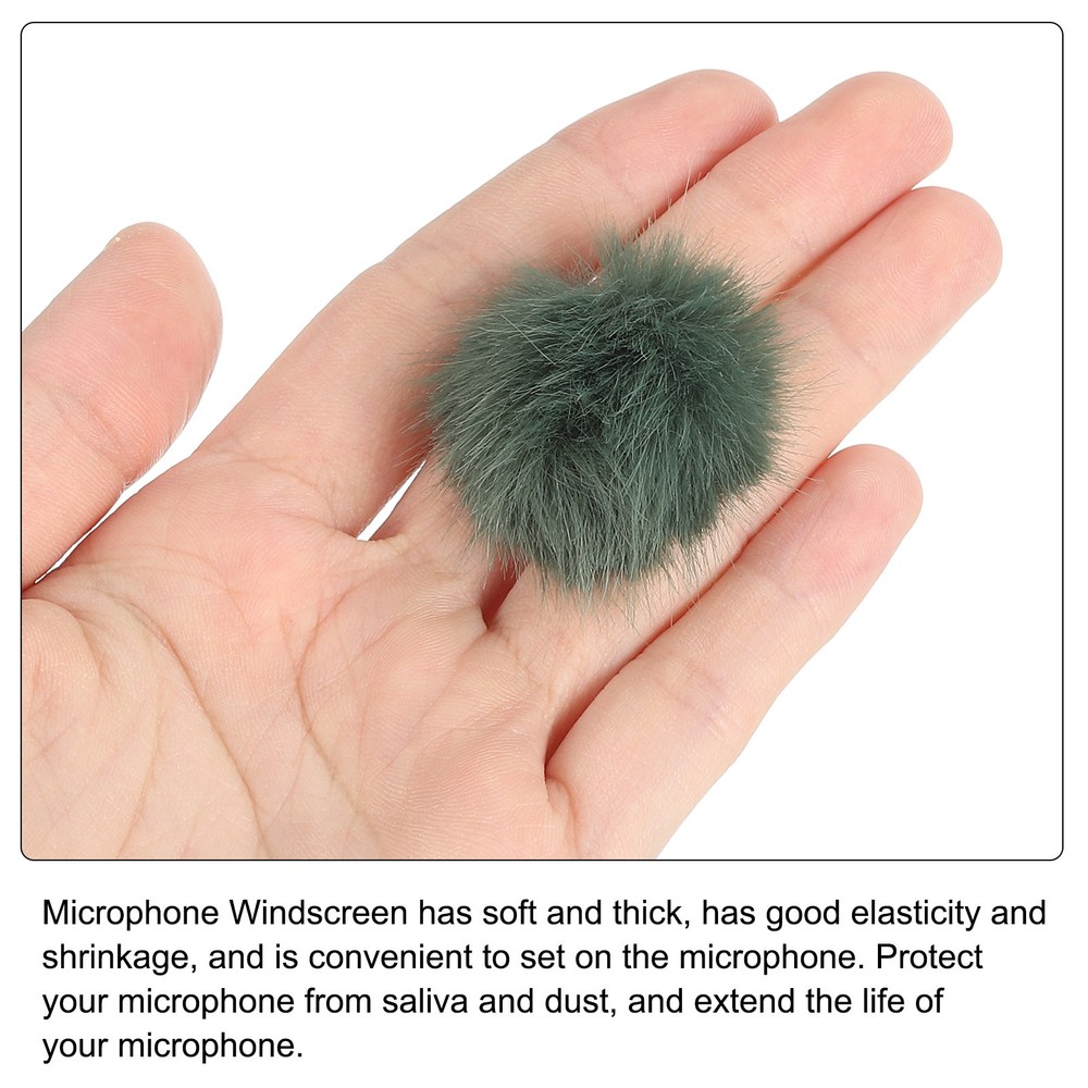 Furry Microphone Windscreen 5mm x 55mm for Microphone Green 2 Pack
