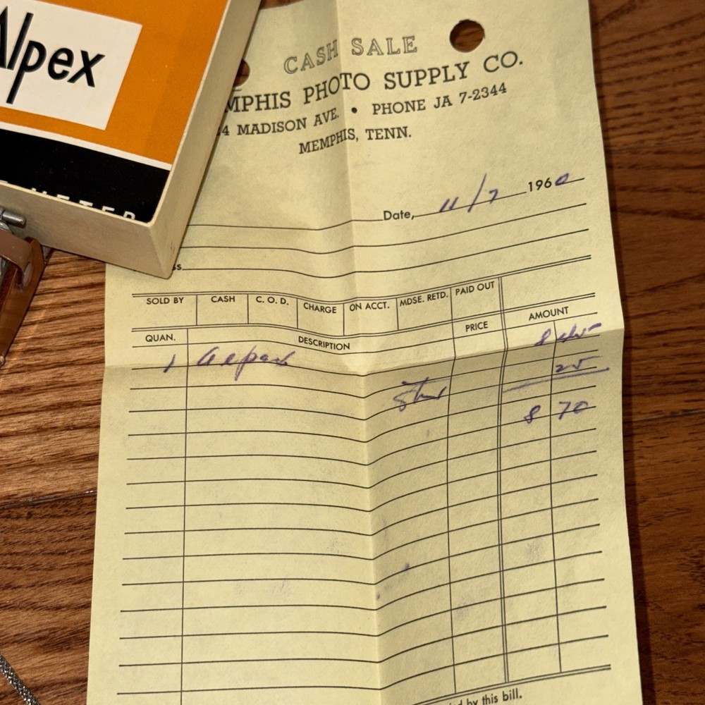 Vintage Alpex Hand Held Exposure light Meter In Box With Paperwork