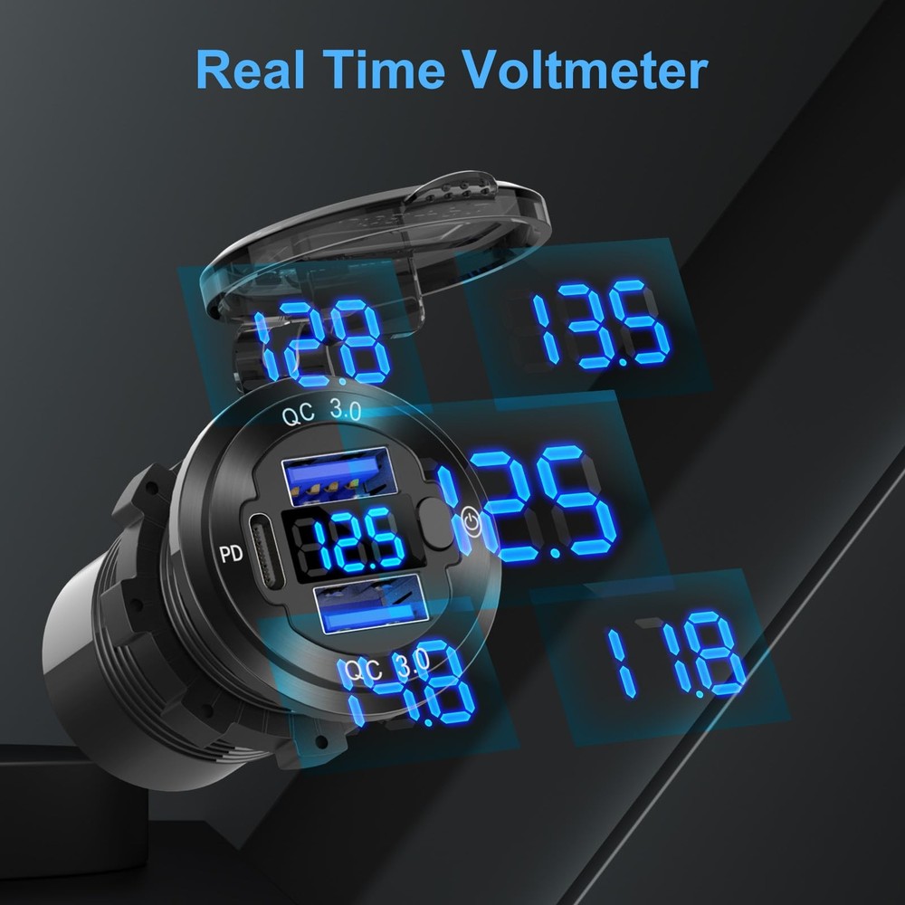 12V USB Outlet Boat Accessories Marine Switch Panel Charger+Socket+Switch