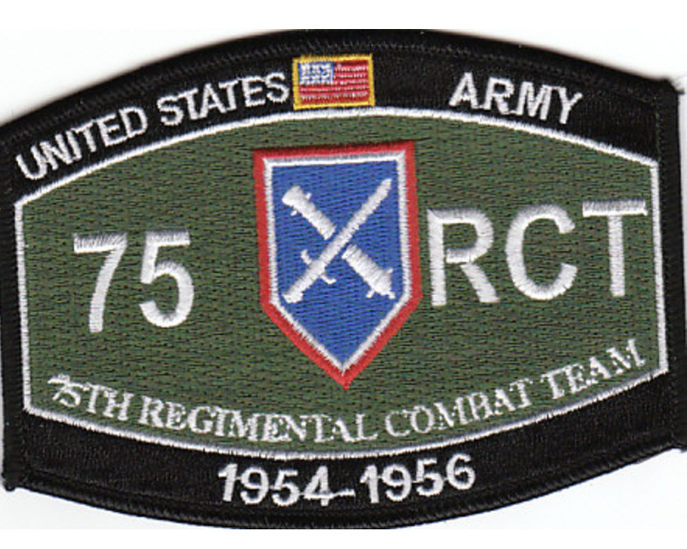 4.5" ARMY 75TH REGIMENTAL COMBAT MOS 954-1956 EMBROIDERED PATCH
