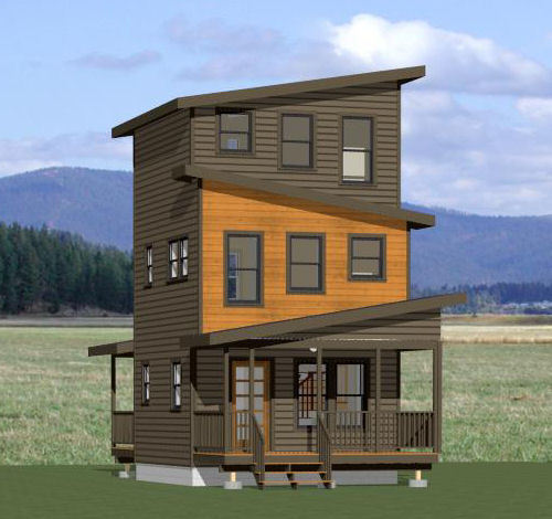 16x16 Tiny House -- 671 sqft -- PDF Floor Plan -- Model 22A