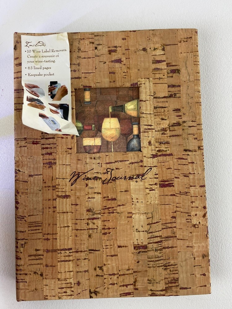 Corked Wine Journal, Wine Label Removers, Lined Pages and Keepsake Pocket