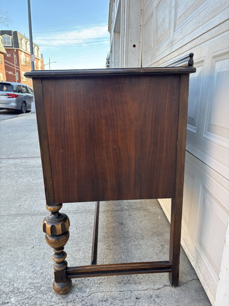 Antique Walnut Jacobean Revival Sideboard Buffet Server Console Cabinet