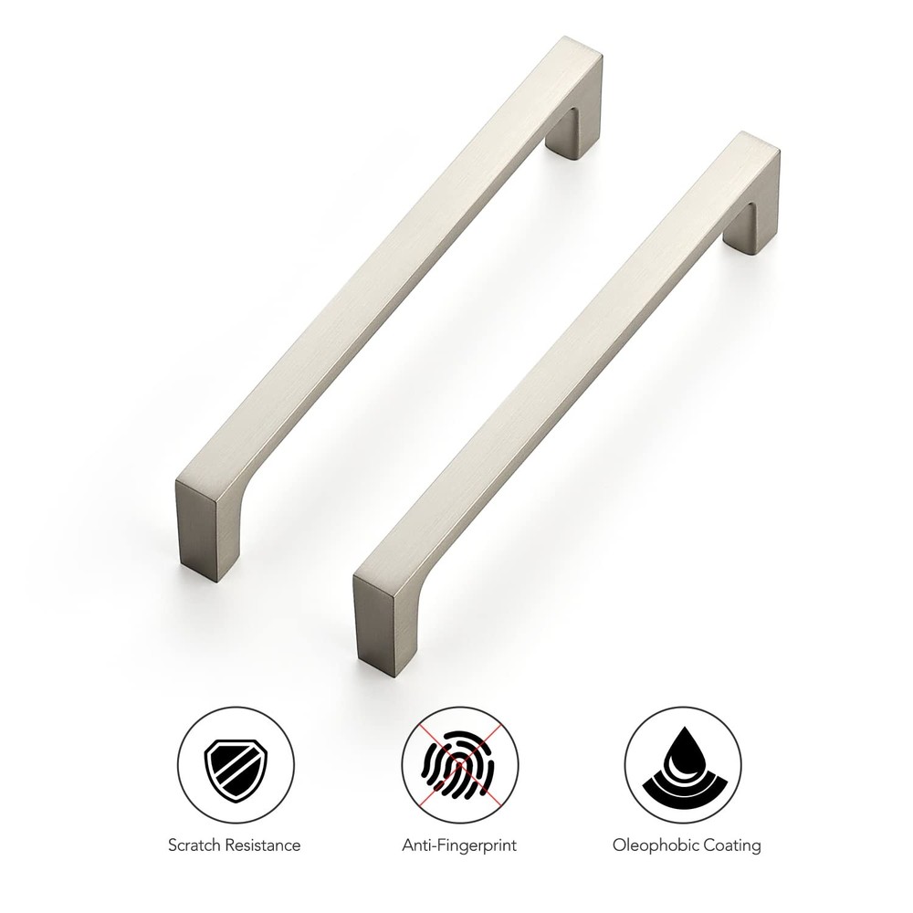 10 PCS Solid 5 Inch Square Cabinet Handles Brushed Nickel Kitchen Drawer Pull