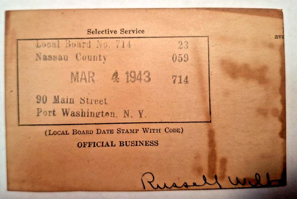 NOTICE OF CLASSIFICATION, 1943