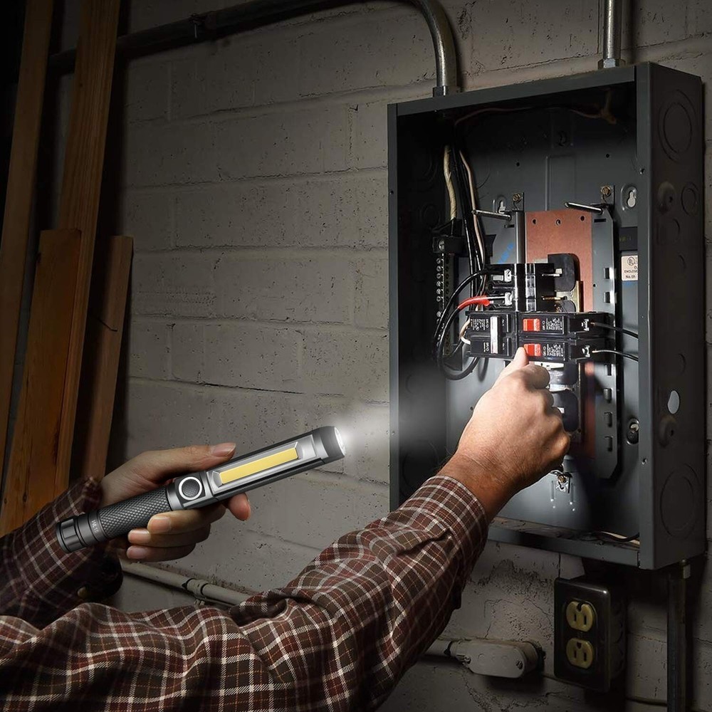 NICRON Worklight Flashlight Pocket COB Magnetic Base Work Light, 500 Lumens I...