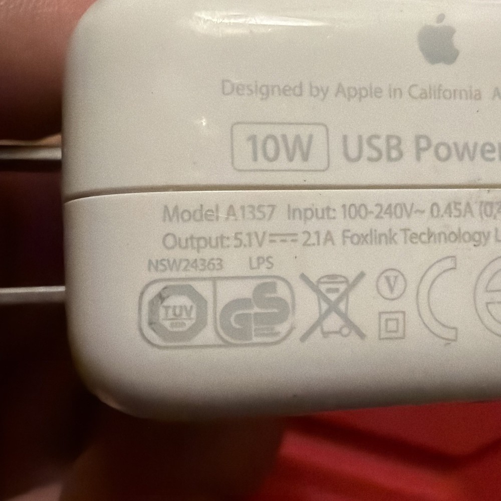 Apple A1357 USB Wall Power Adapter T32