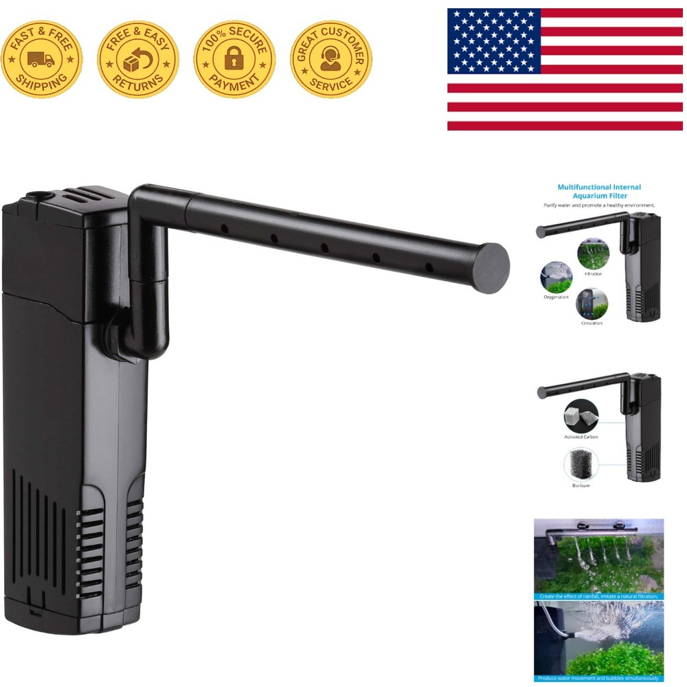 Efficient Aquarium Power Filter with Adjustable Flow for Delicate Fish - 100 GPH