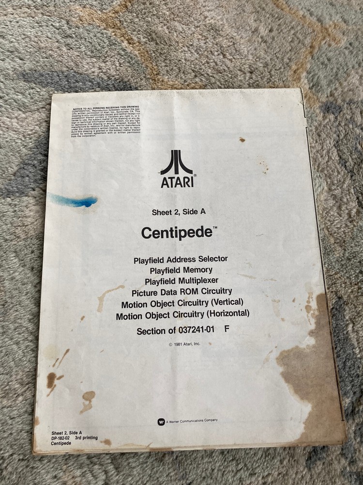 Atari Centipede Arcade Manual and Schematic
