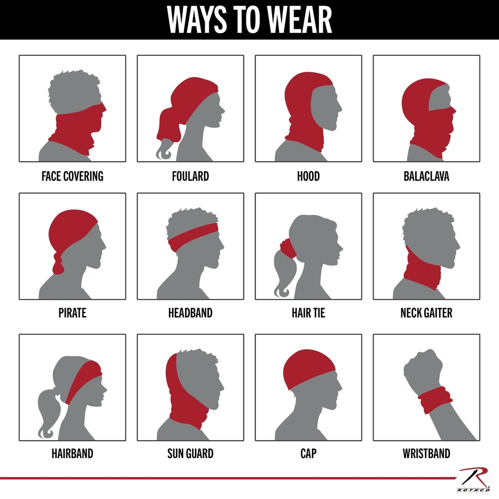 Rothco Multi-Use Tactical Head Wrap - Black With Security Print