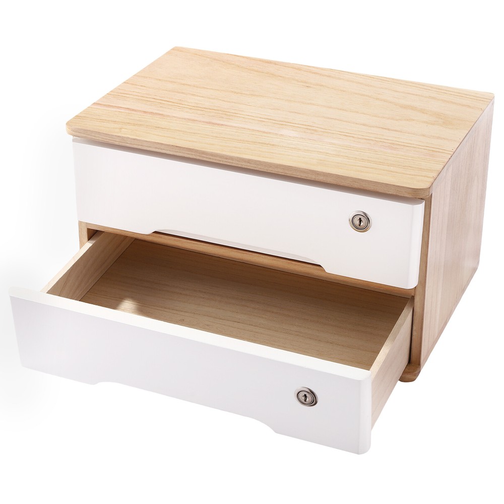 Desktop Storage Box, Desk Organizer, Desktop Storage Box with Lockable Drawers