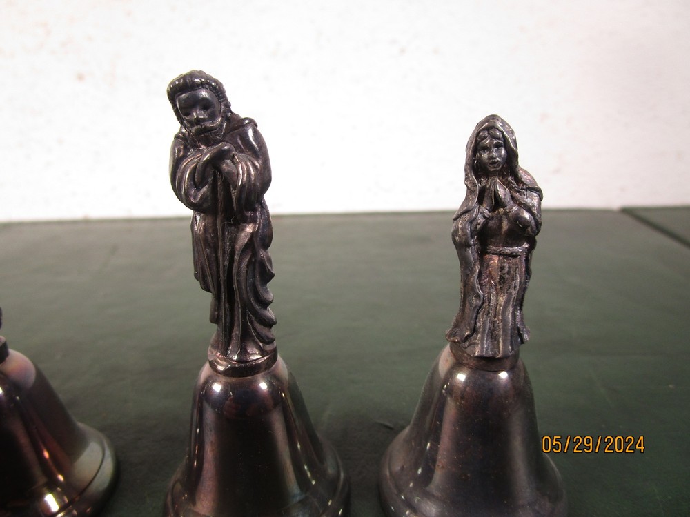 10 Silverplated Religious Bells 3"