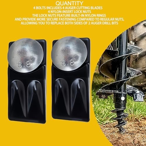 4 Pack Auger Teeth Replacement Set for 3 Point Post Hole Digger - Heavy Duty Cut
