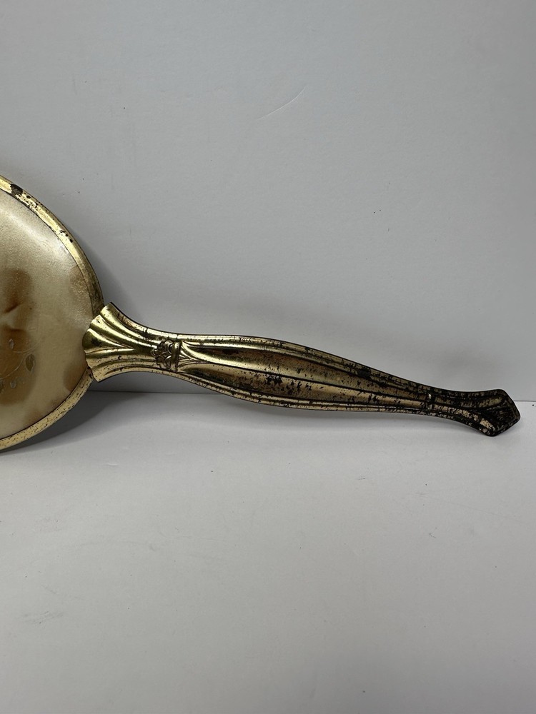Vintage Hand Mirror Gold Tone