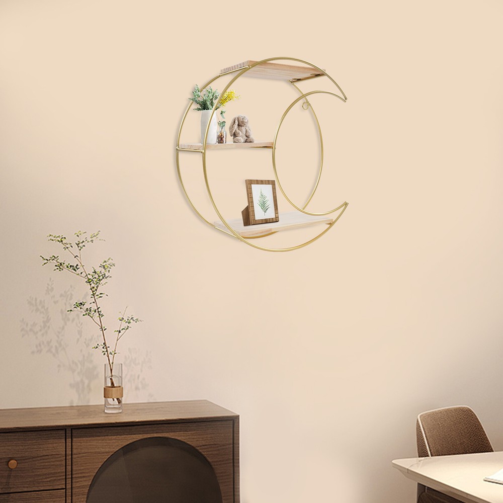 3-tier Round+ Moon Storage Display Rack Storage Display Rack Wall Mounted Shelf