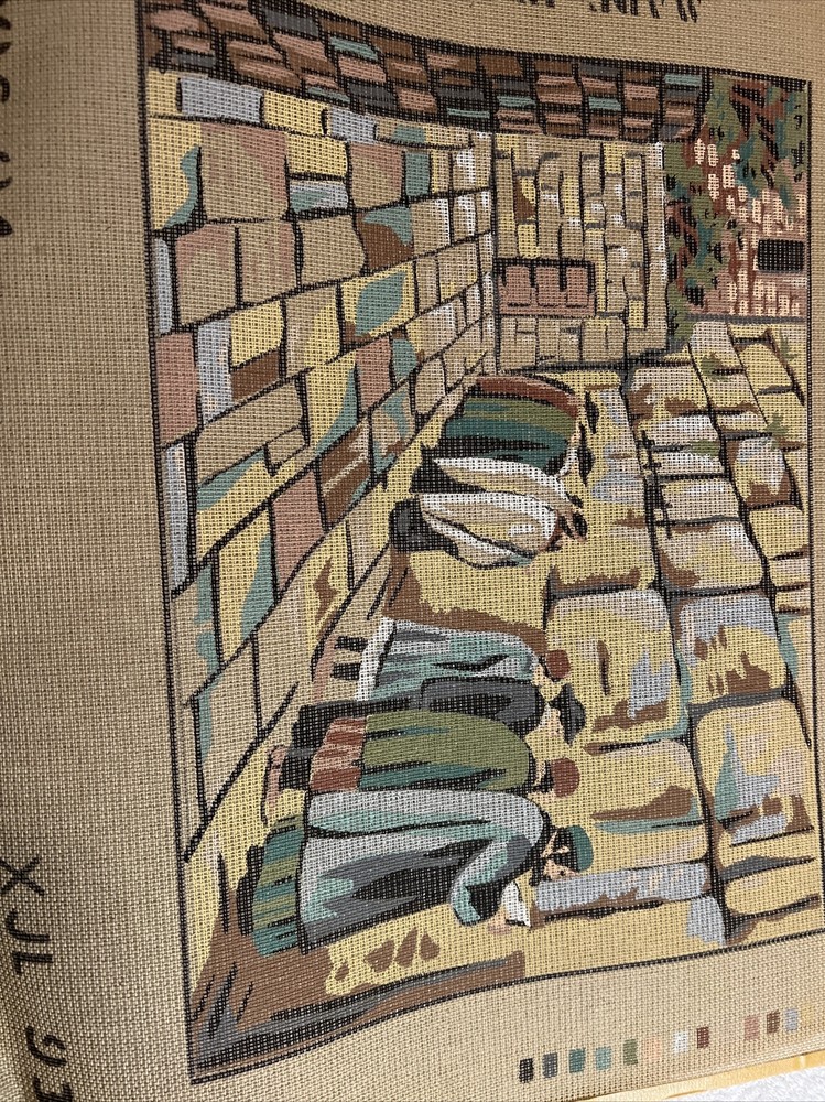 needlepoint canvas hand painted vintage