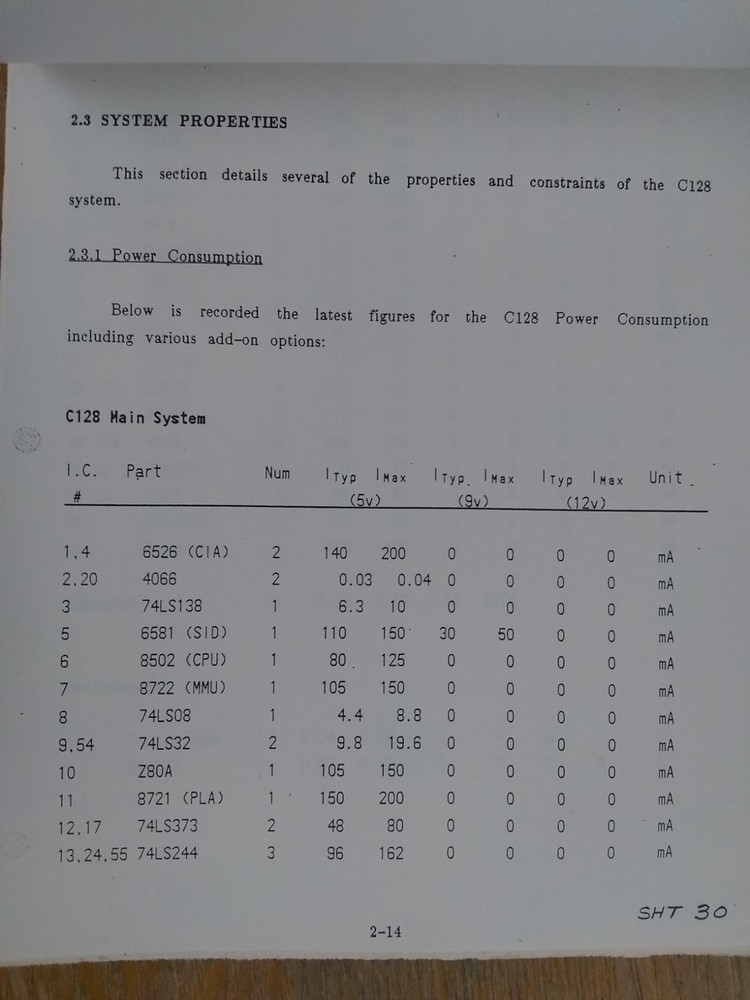Commodore C128 Hardware Specification: Pilot Production, Restricted Confidential