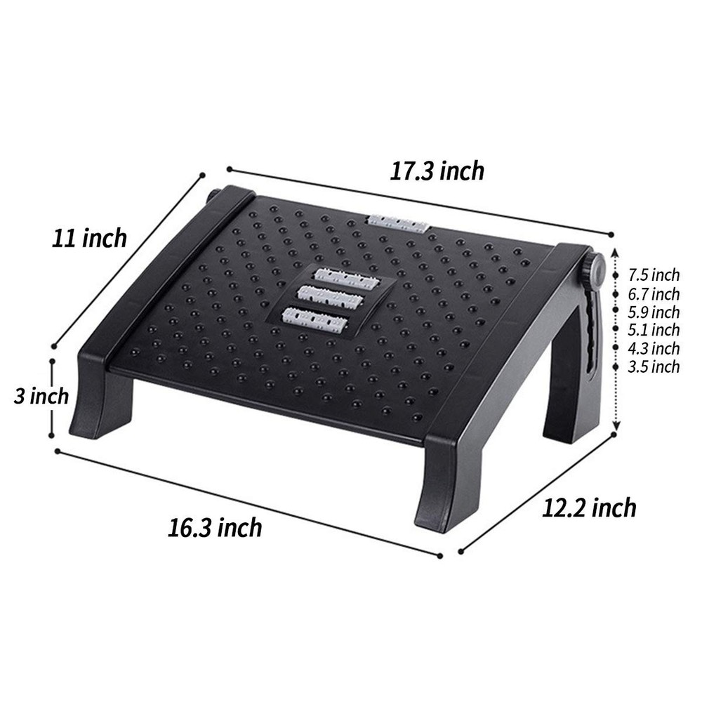 Adjustable Height Foot Rest Under Desk at Work - 6 Height Sturdy Office Footrest