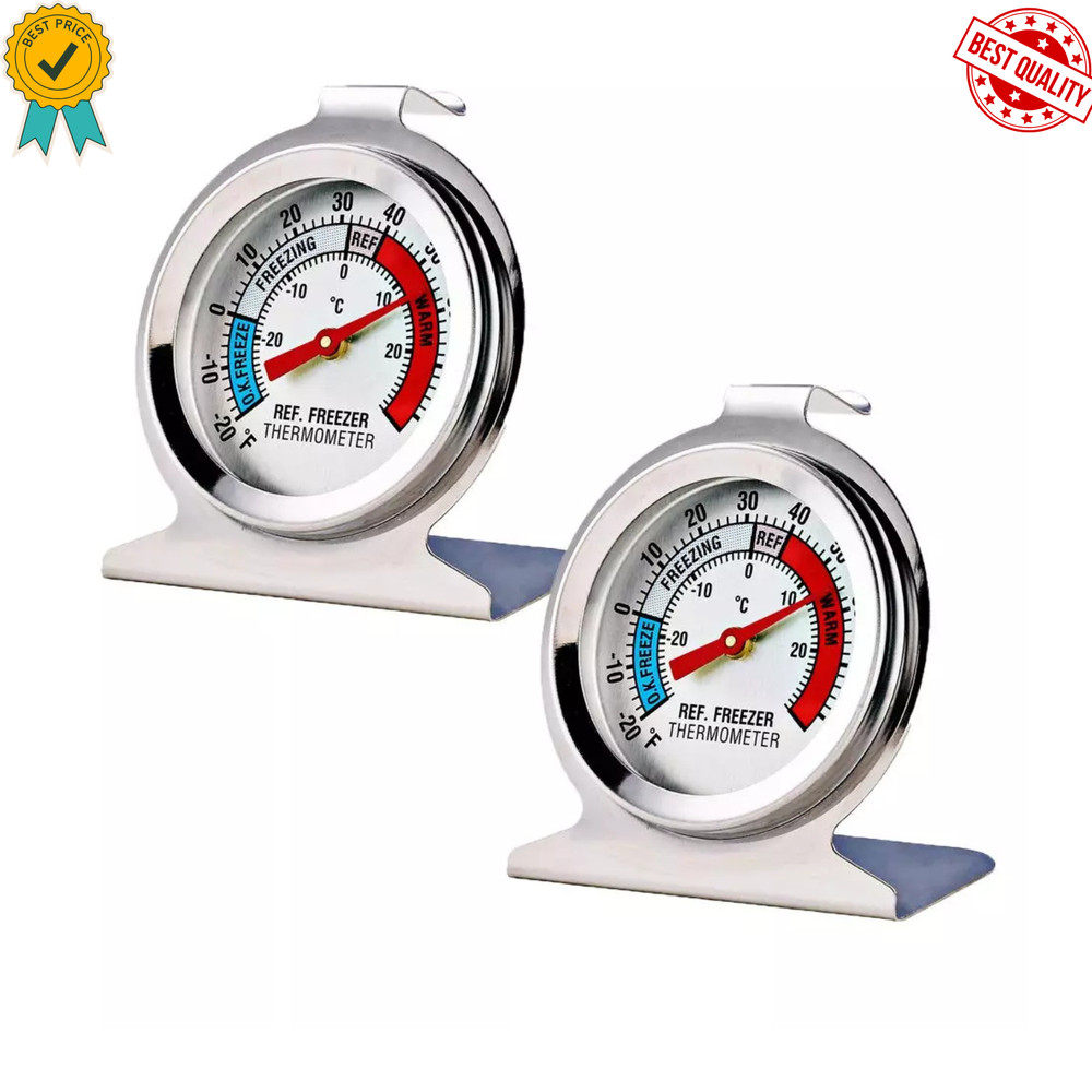 2 Pack Refrigerator Freezer Thermometer Large Dial Thermometer