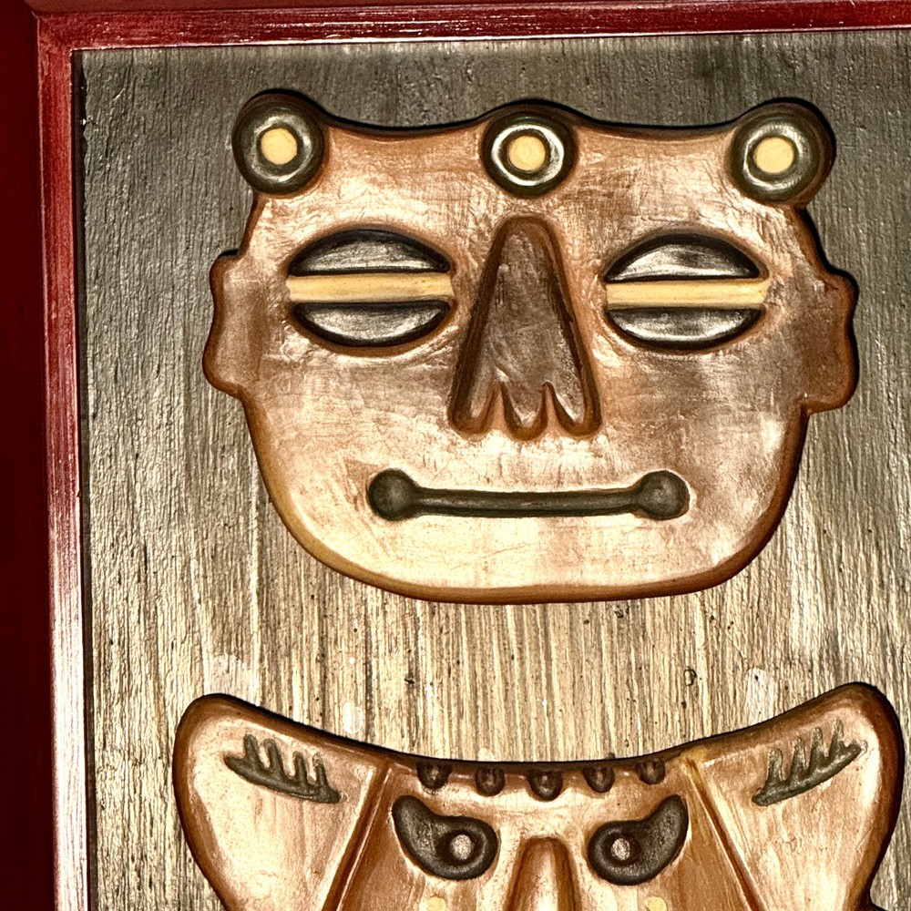 Peruvian Seminario Ceramicas Mask Wall Art Framed Cusco Peru Signed Ceramic