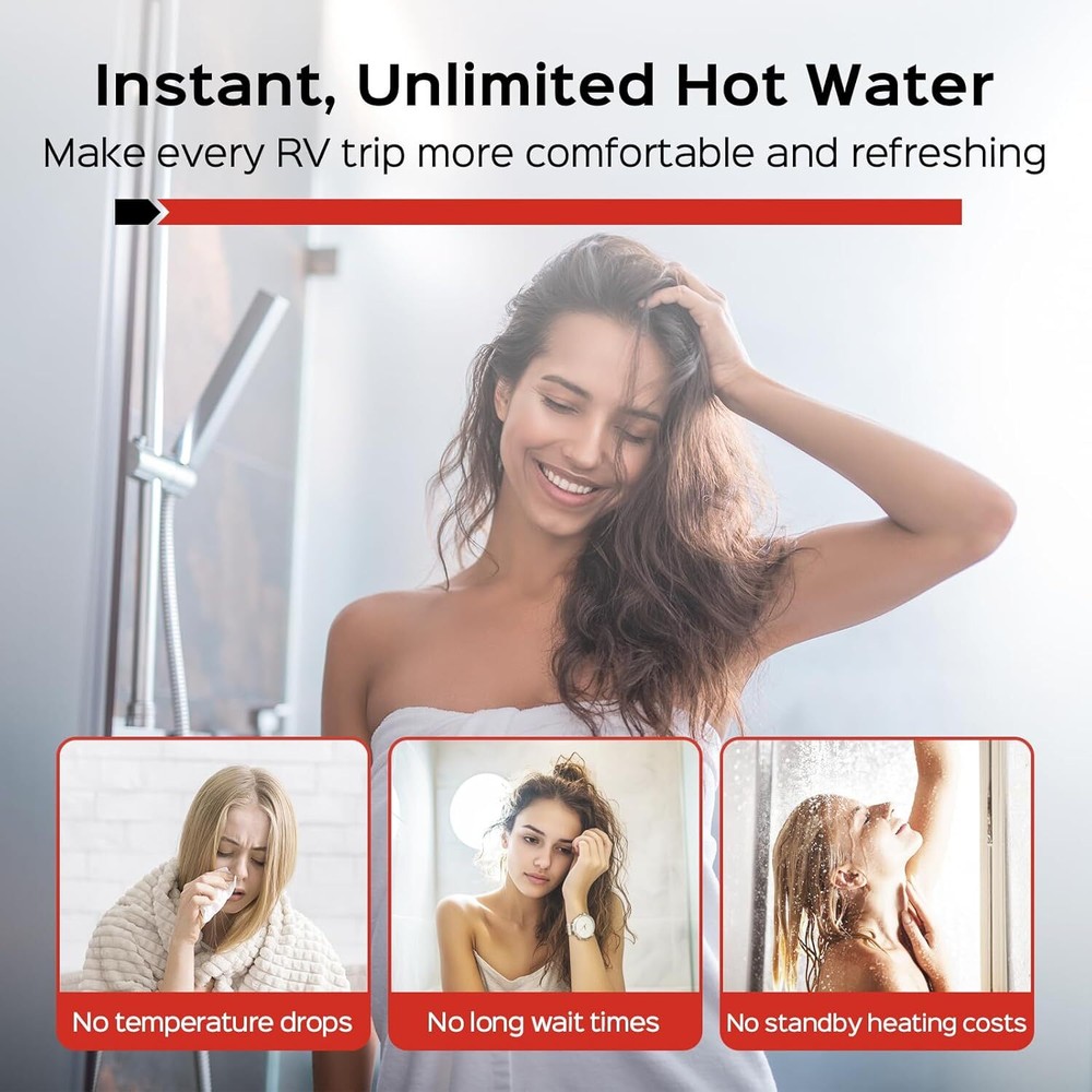 60,000 BTU RV Tankless Water Heater Propane Compatible with All RVs DC 12V NEW