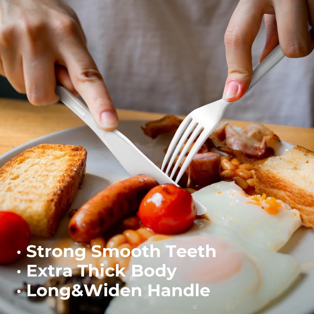 600Pack Disposable Plastic Forks Bulk White Heavy Duty Silverware - Value Pac...