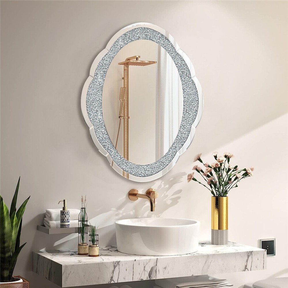 Cloud-shape Crystal Crushed Diamonds Wall Decor Mirror Bathroom Vanity Mirror