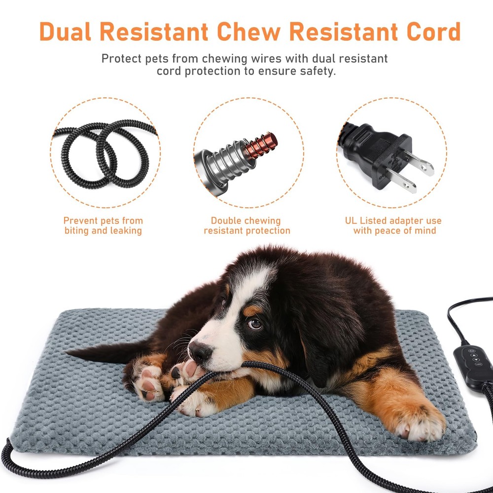 Heated Pet Bed with Adjustable Temperature and Timer - Waterproof Heating Pad