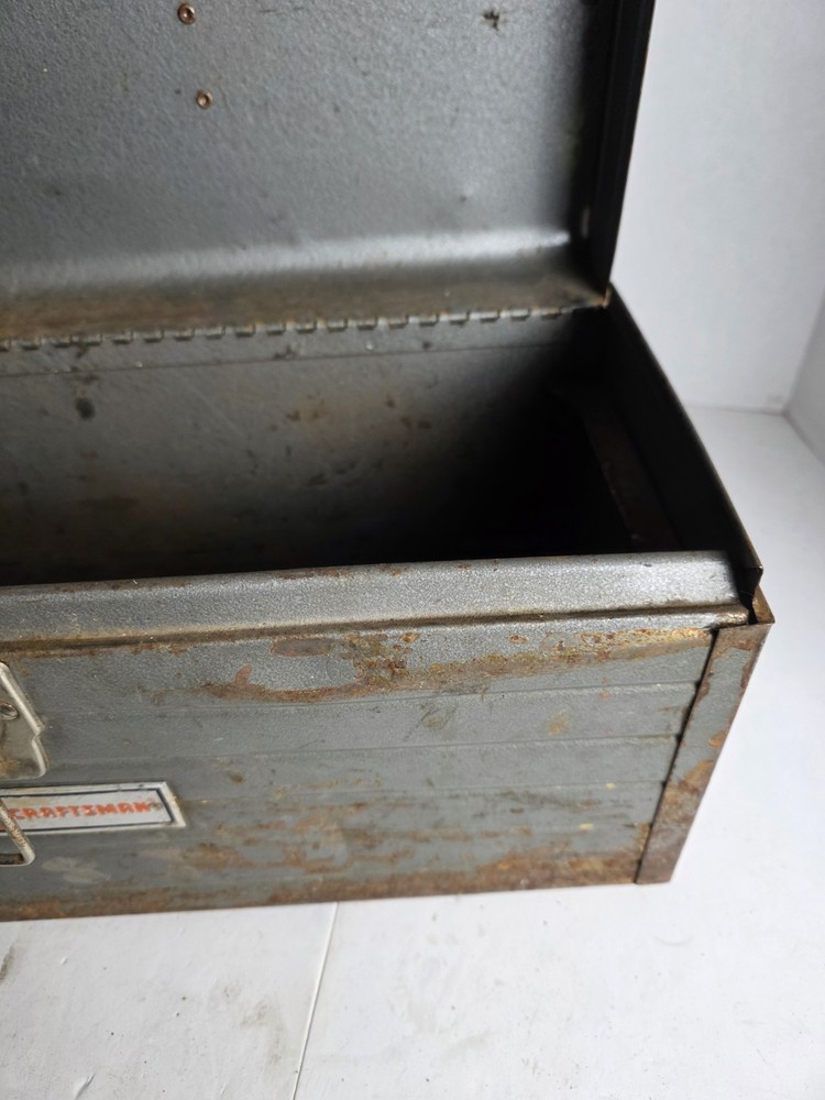 Vintage Sears Craftsman Metal Gray Toolbox