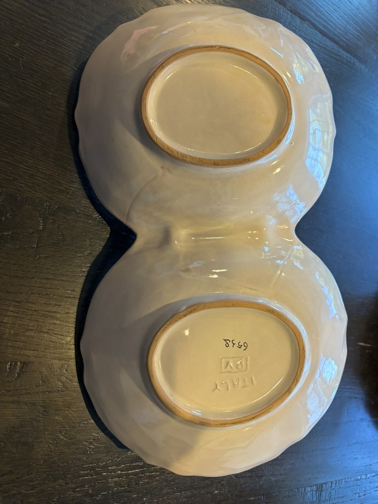 Handpainted Italian 2 Sided Dish With Handle