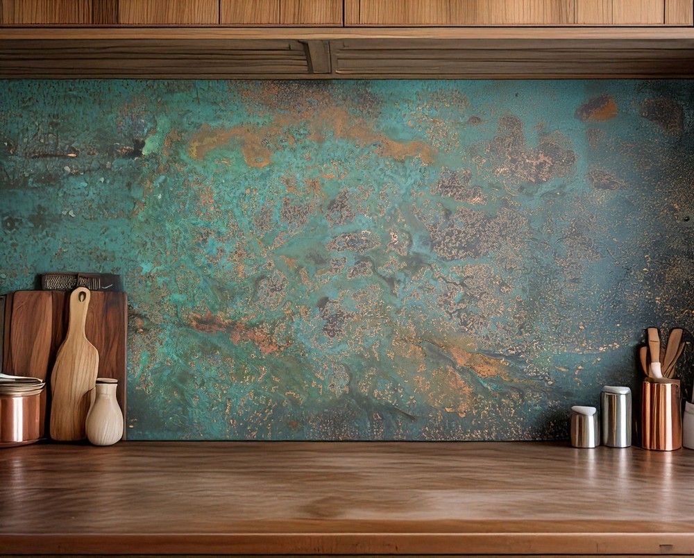 Real Copper Backsplash Panel – Handmade Metal Wall Art Kitchen Decor