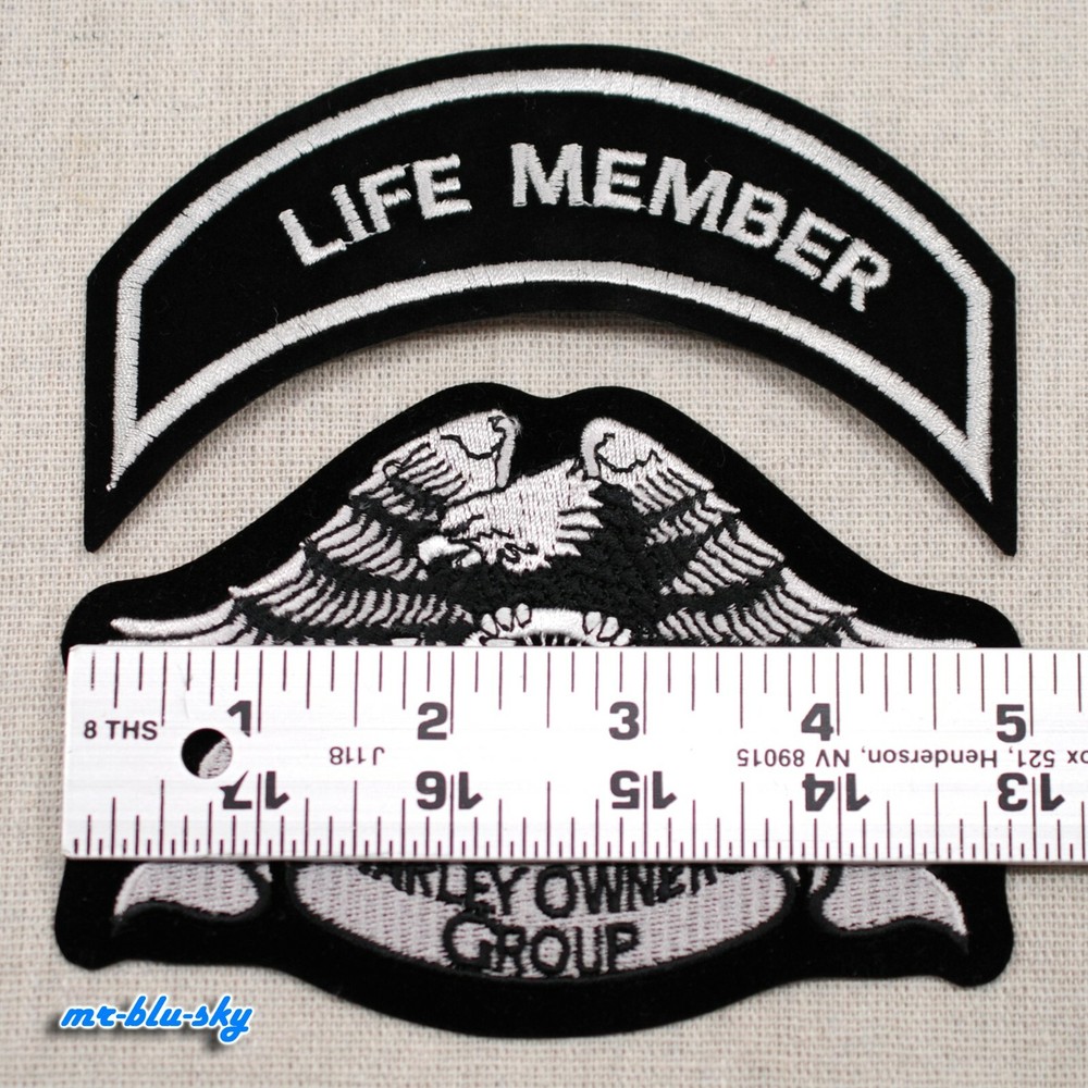 Small Heritage Eagle & Life Member Silver Patch ~ Harley Davidson Owners Group