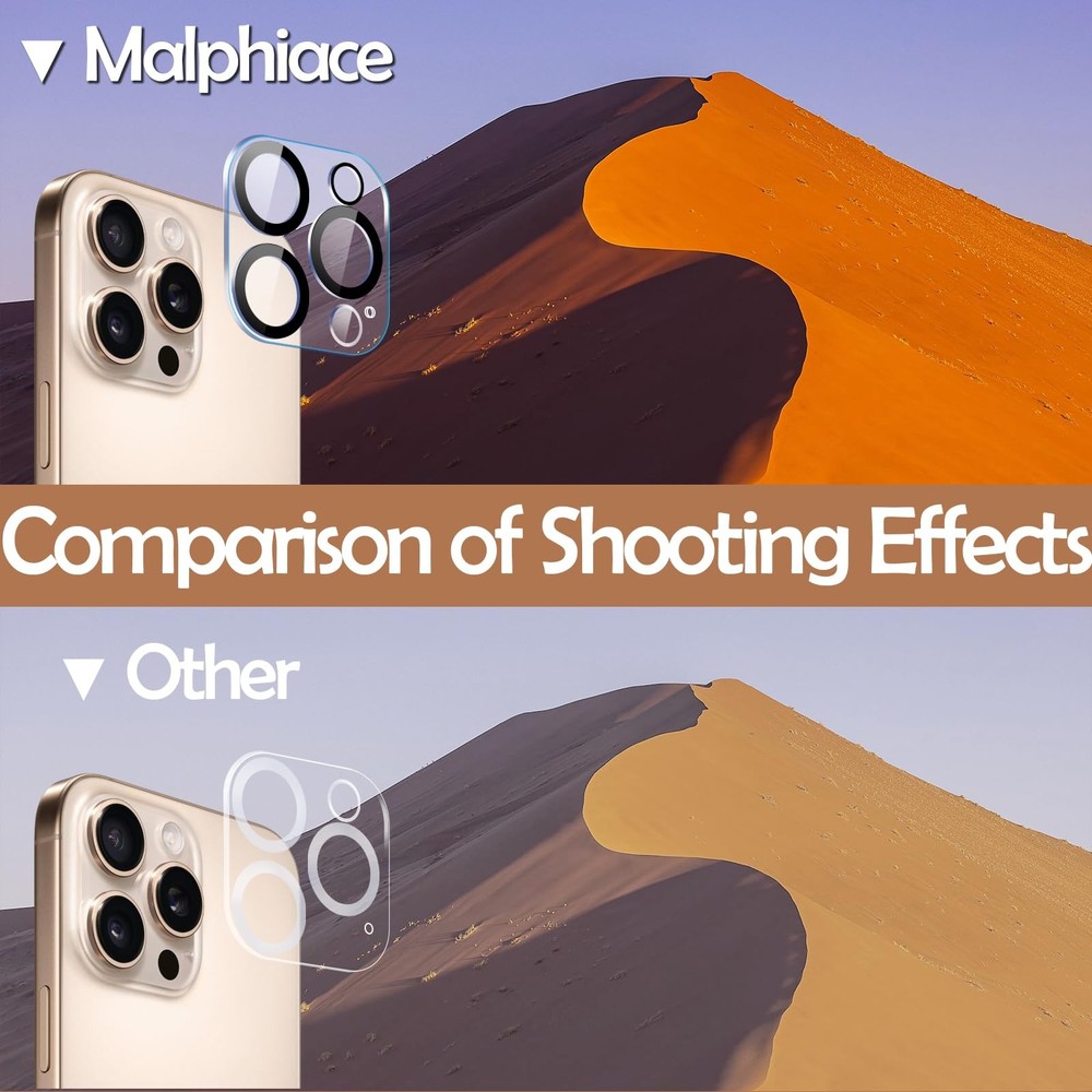Malphiace for iPhone 16 Pro Max Front and Back & & Lens(3-piece)