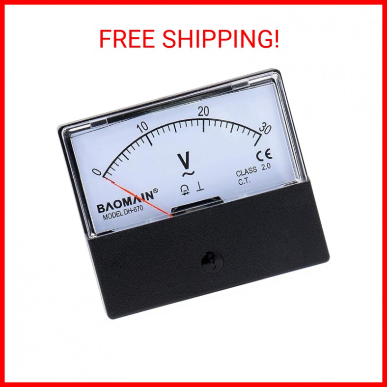 Baomain Voltmeter DH-670 AC 0-30V Rectangular Class 2.5 Analog Panel Volt Voltag