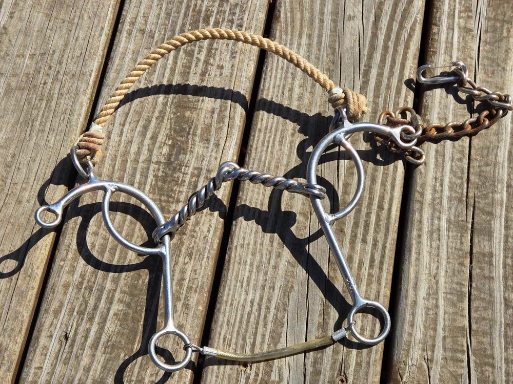 CC MAKER MARKED Size 5" Twisted Gag Rope Nose Western Combination Bit Hack Combo