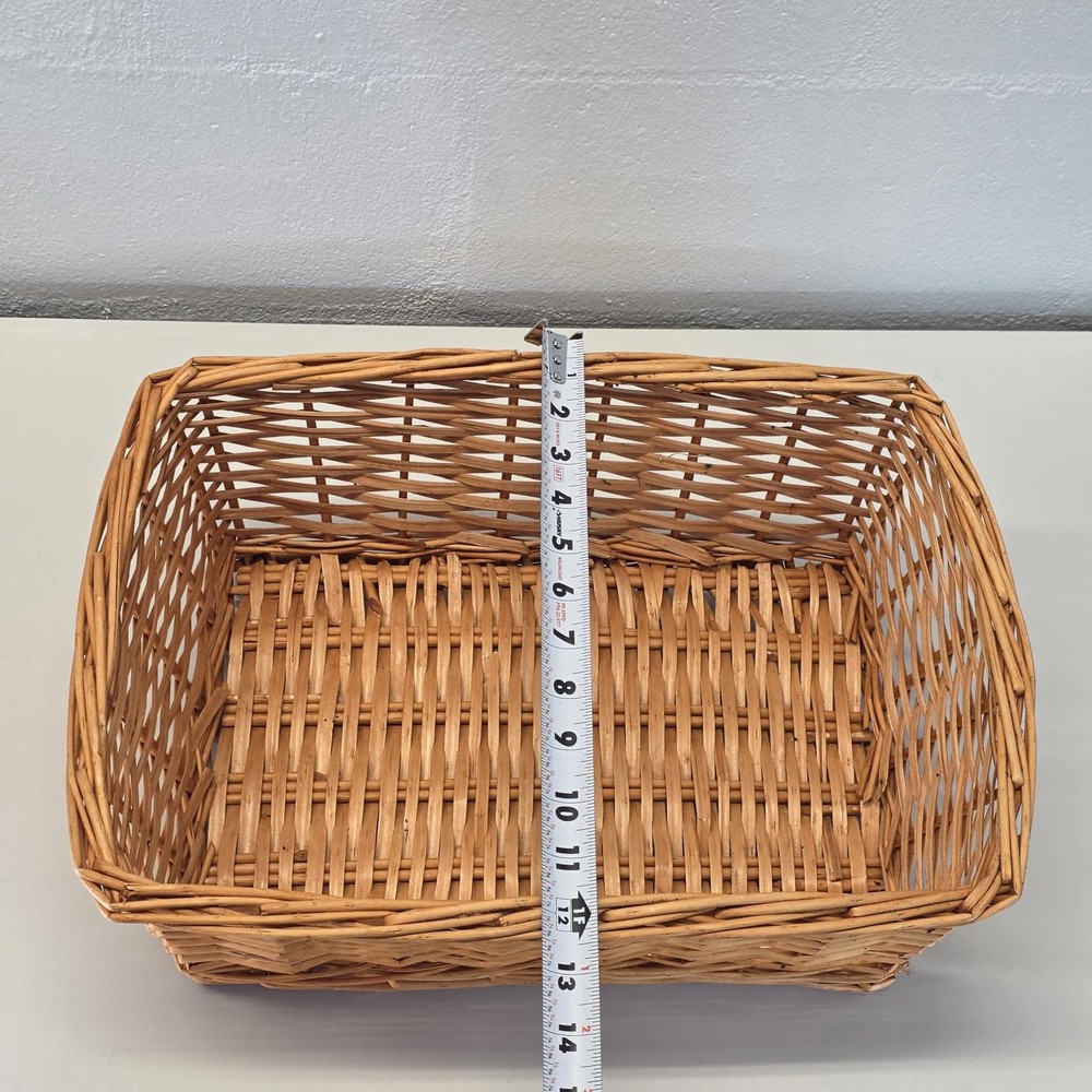 Rectangular Wicker Storage Basket Farmhouse Rustic Home Decor