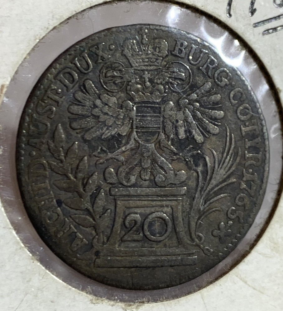 1765 AUSTRIA 20 KREUZER SILVER, XF