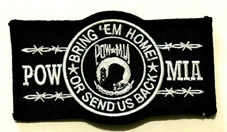 POW-MIA "BRING US HOME OR SEND US BACK" WHITE & BLACK PATCH (MISC 2)