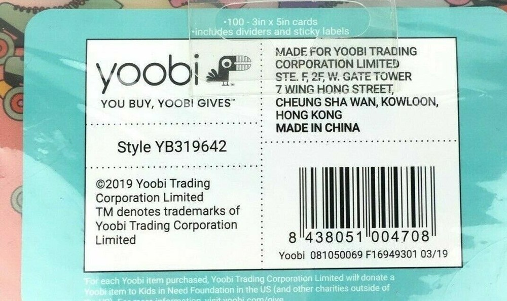 2 PACK -1 BOX Yoobi Index Cards With Reusable Plastic (Box100Pack)