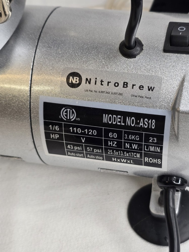 NitroBrew Home Nitro Cold Brew System w/ Compressor & Stainless Kettle AS18 Kit