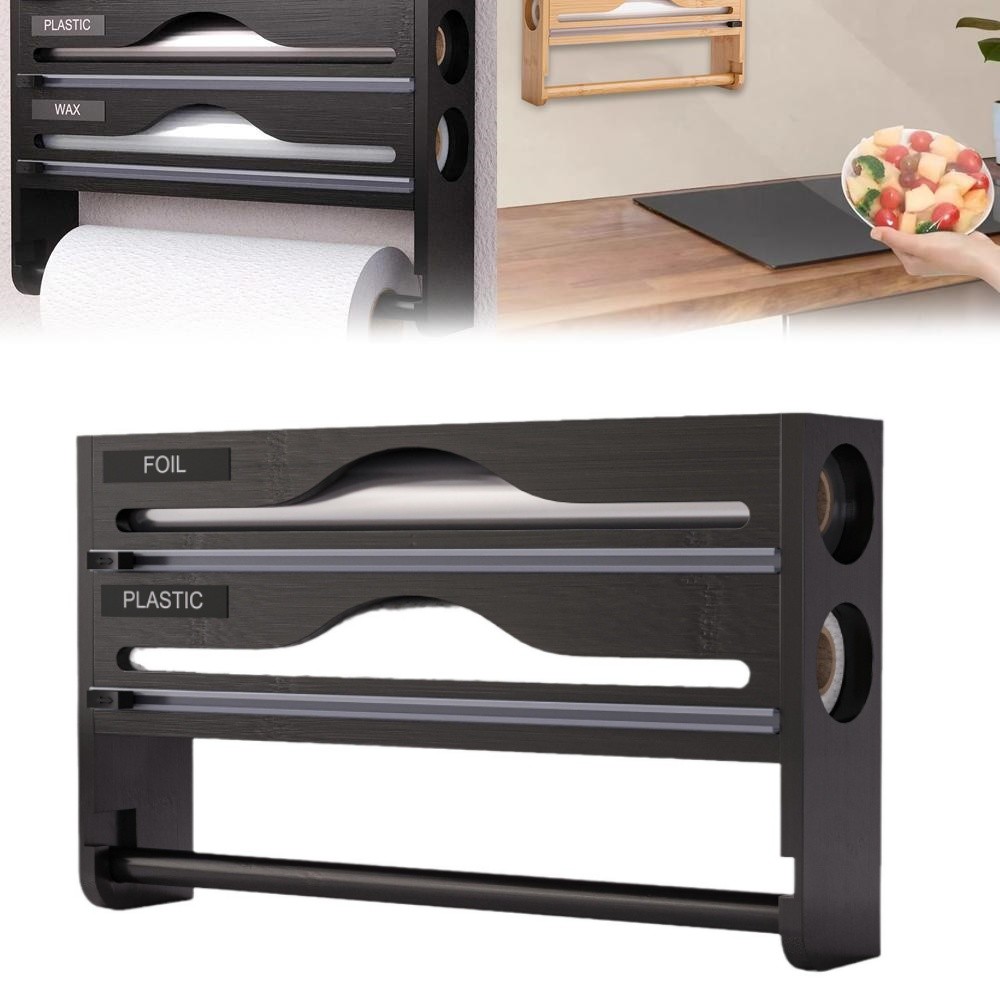 Wrap Dispenser With Cutter Kitchen Wrap Organizer With Roll Holder