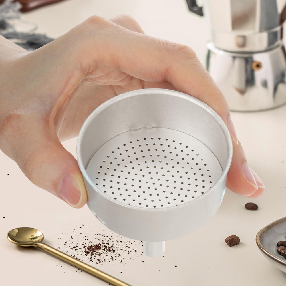 Moka Pot Funnel Coffee Maker Replacement Funnel Aluminum Fits 6 Cup Maker