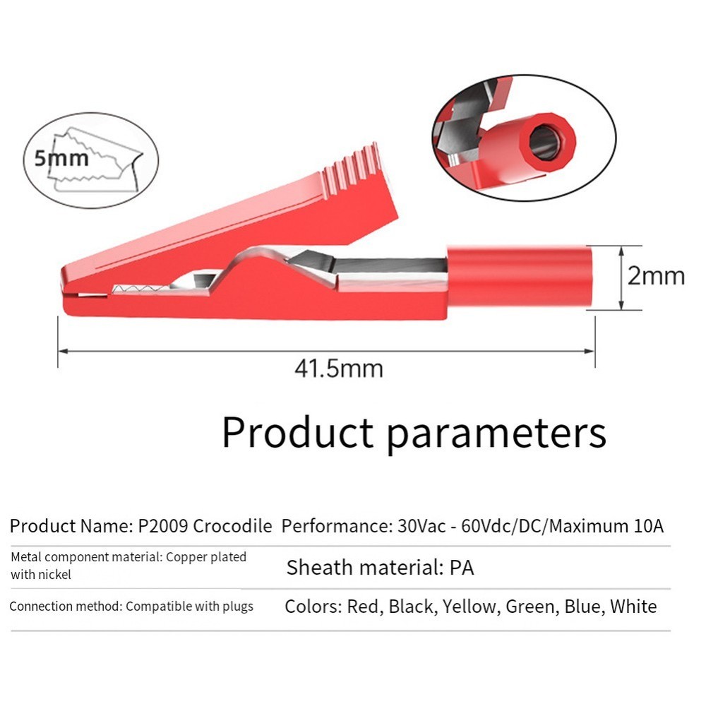 12PC Colored Crocodile Clips for Secure Connections in Electrical Projects
