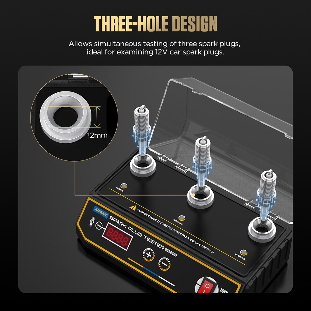 Spark Plug Tester Three Hole 12V Petrol Car Engine Ignition System Coil Analyzer