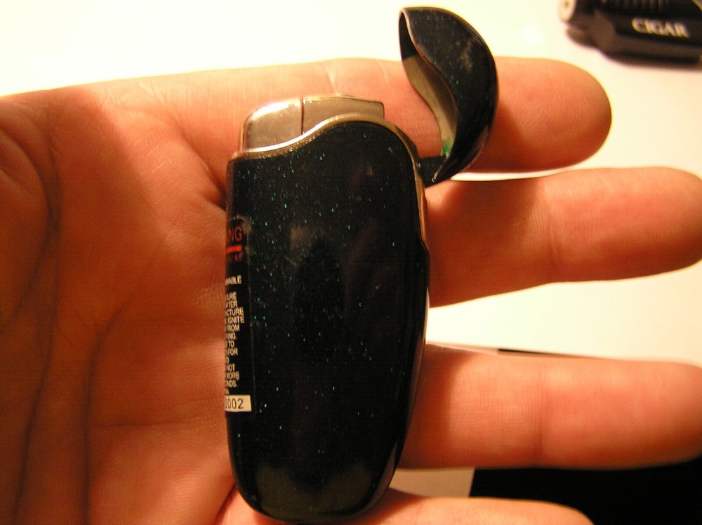 Butane Cigar Torch Lighter Green Metallic Works