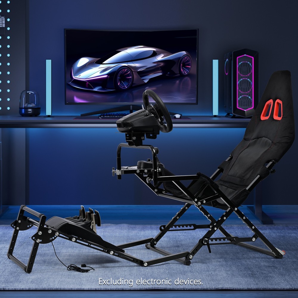 Supllueer Foldable Racing Simulator Cockpit Fits Logitech G920 Moza Thrustmaster